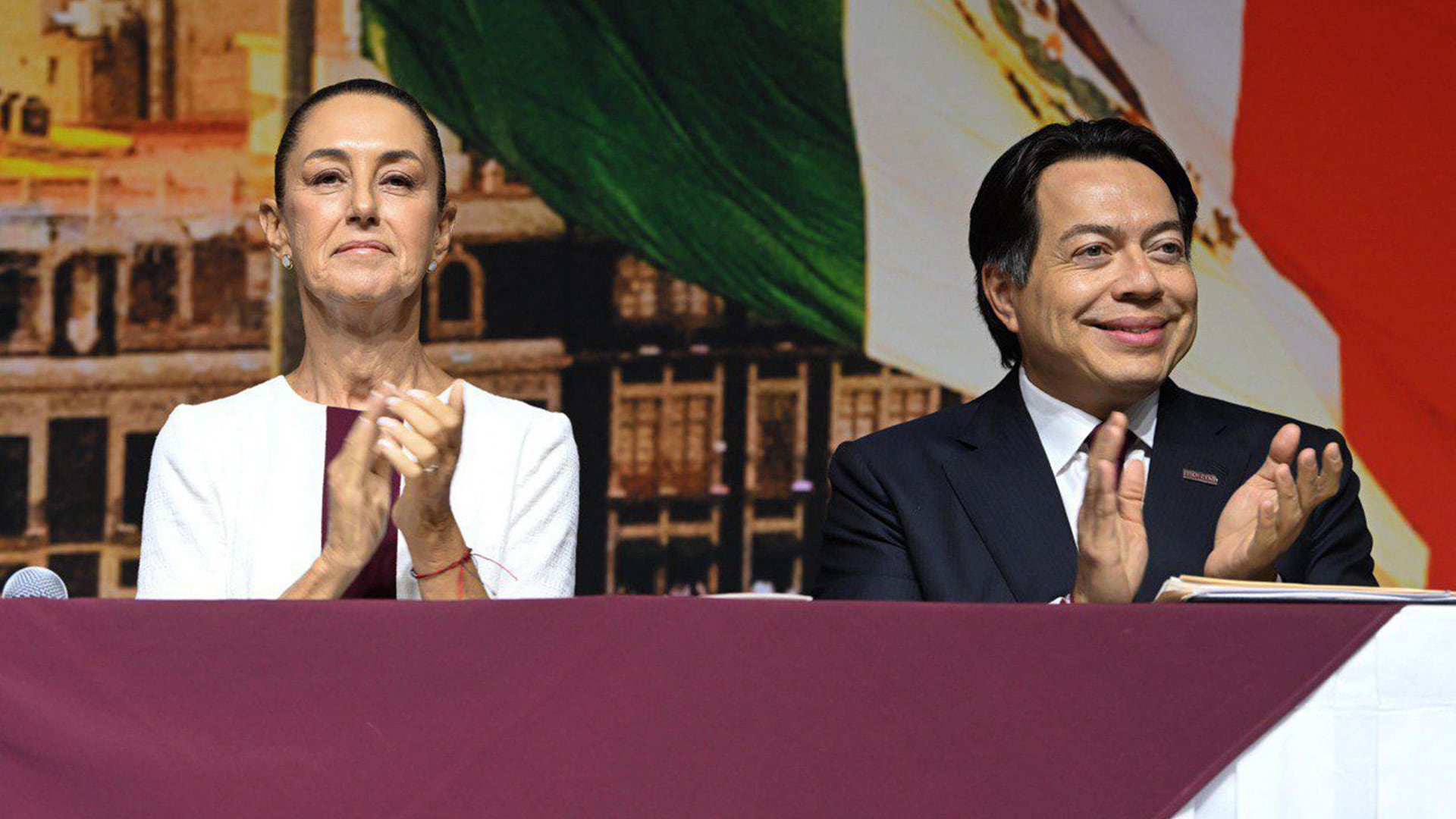 Claudia Sheinbaum, presidenta electa de México y Mario Delgado, dirigente nacional de Morena. (Cortesía Morena).