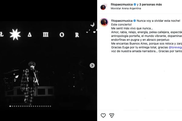 Fito Páez, entre silbidos y aplausos en su concierto en Buenos Aires: “Nunca voy a olvidar esta noche”