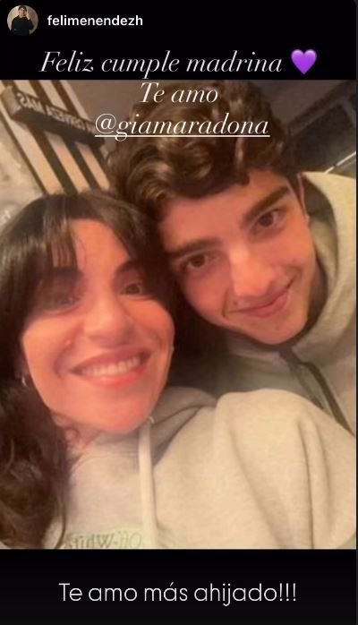 Felipe Menendez, ahijado de Gianinna, también intercambió mensajes con la homenajeada