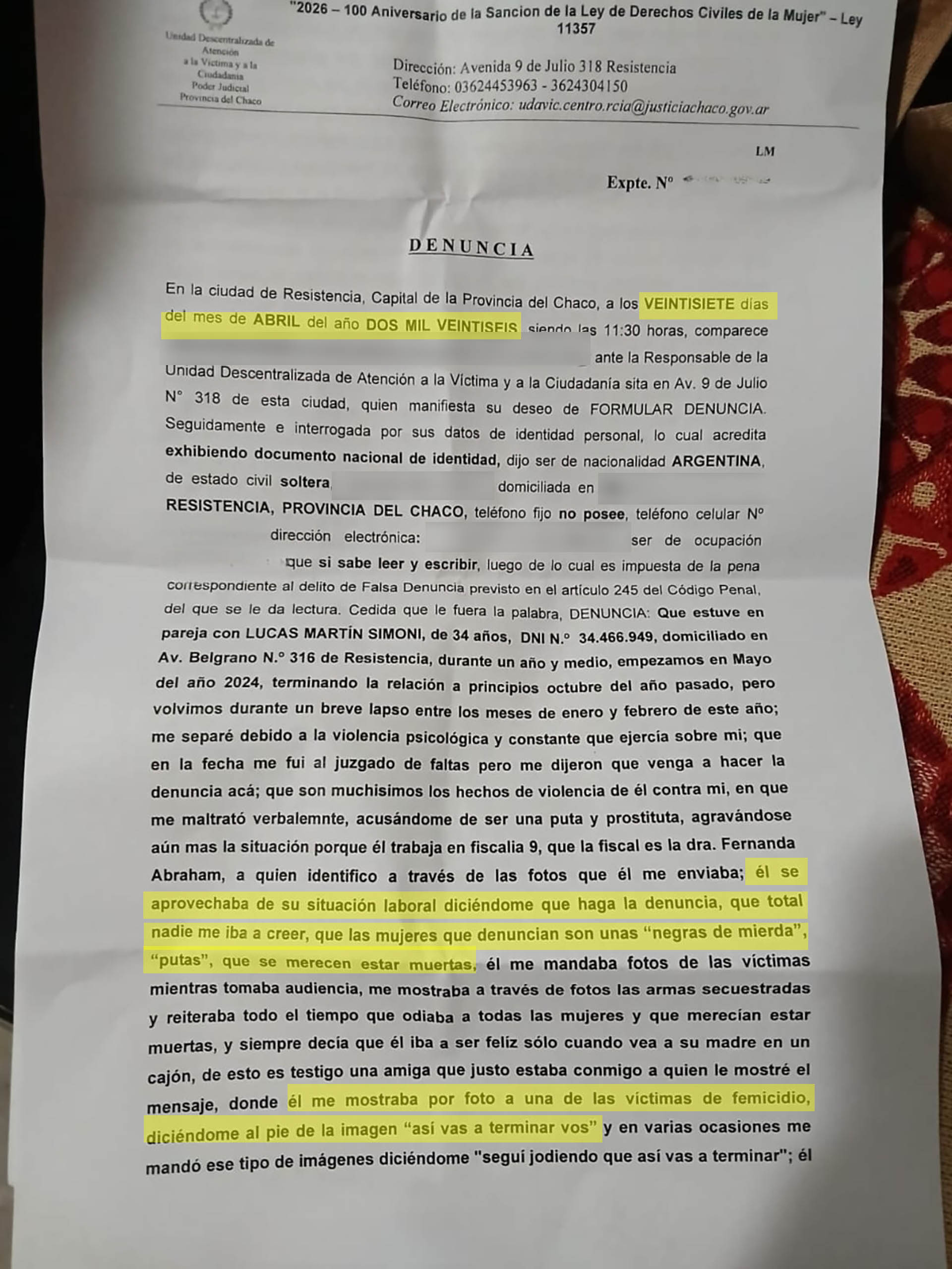 Imputaron al empleado judicial acusado de amenazar a su ex con fotos de víctimas de femicidio: cuál fue su llamativa defensa