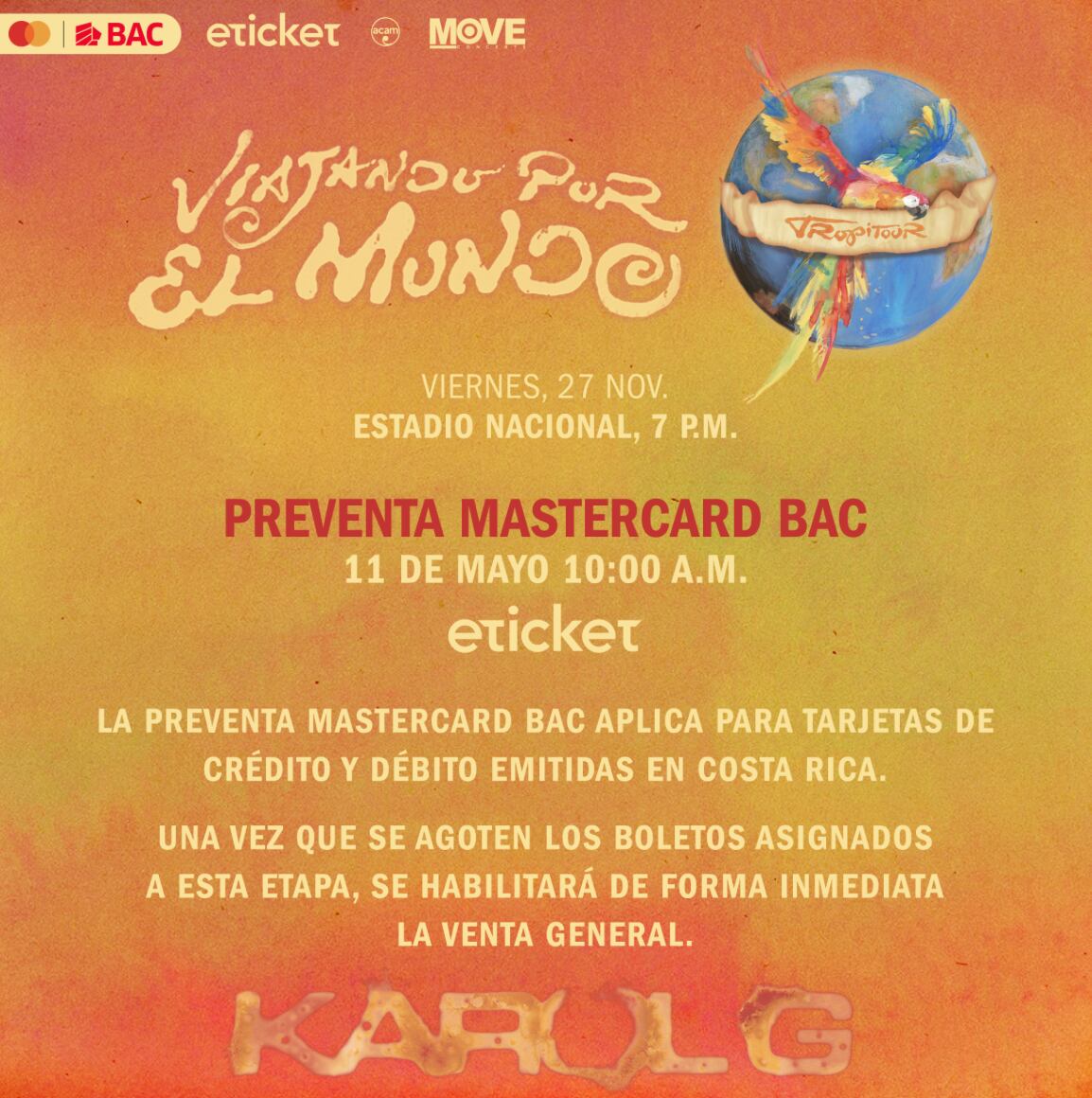 Karol G anunció los precios para sus conciertos en Costa Rica