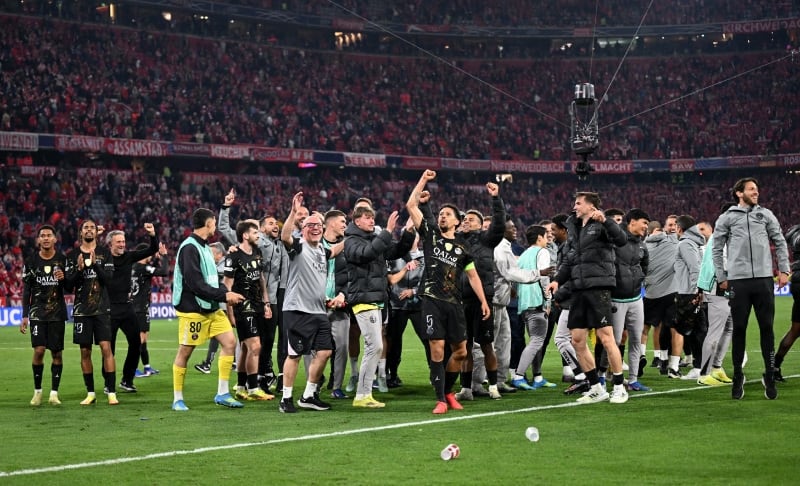 La celebración del PSG tras clasificar a la final de la Champions League (Crédito: Reuters/Angelika Warmuth)