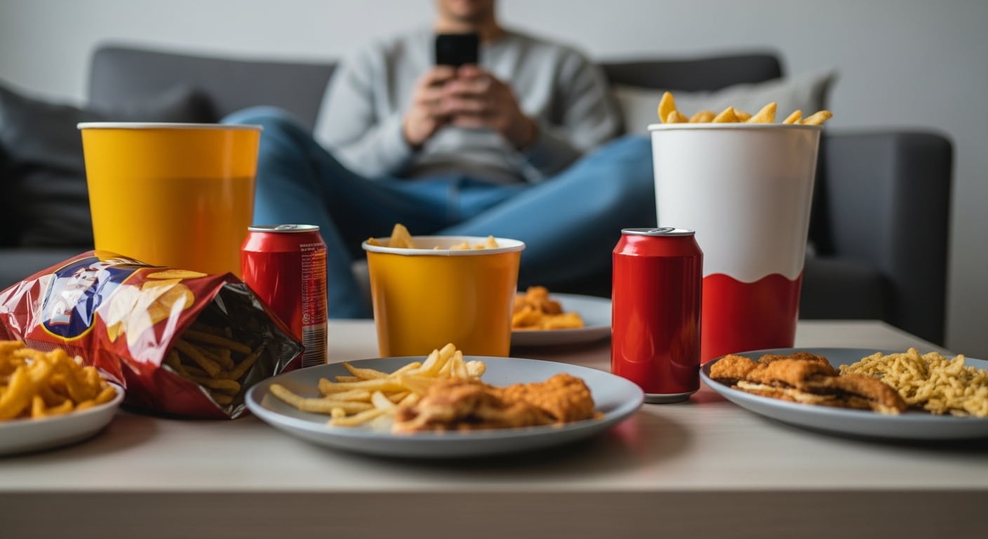 Los entornos urbanos y la presión del tiempo influyen negativamente en los hábitos alimentarios, aumentando la preferencia por comida rápida y snacks hipercalóricos (Imagen Ilustrativa Infobae)