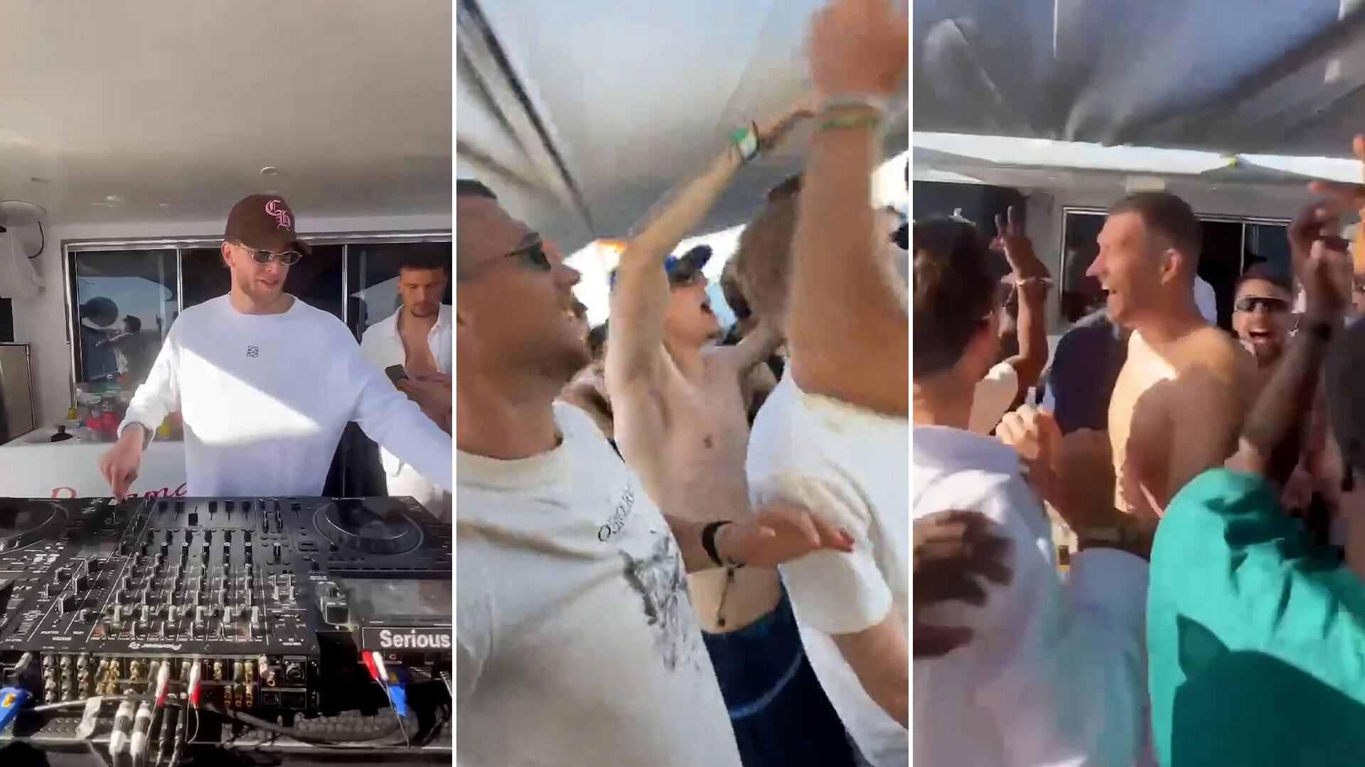 Loris Karius pasó música en la fiesta del yate del Schalke 04 y Edin Dzeko encabezó la celebración (captura de video)