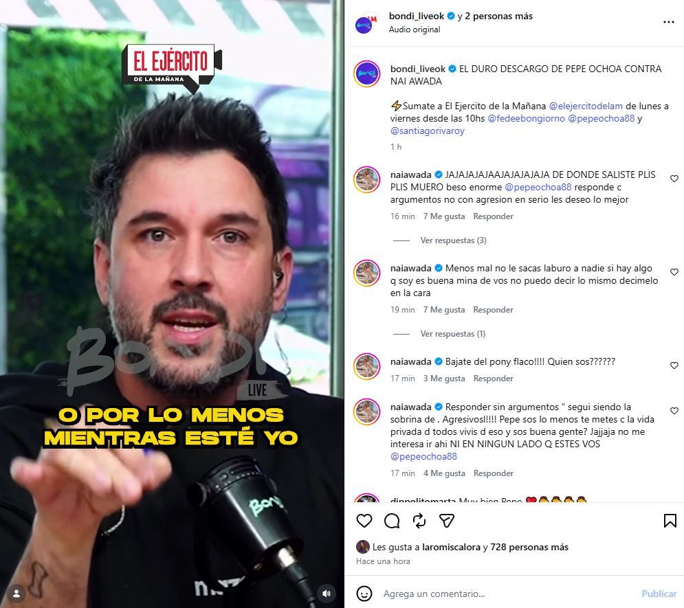 La fuerte pelea de Pepe Ochoa con Nai Awada: “Tratá de pegar una película o media serie vertical en algún lado”