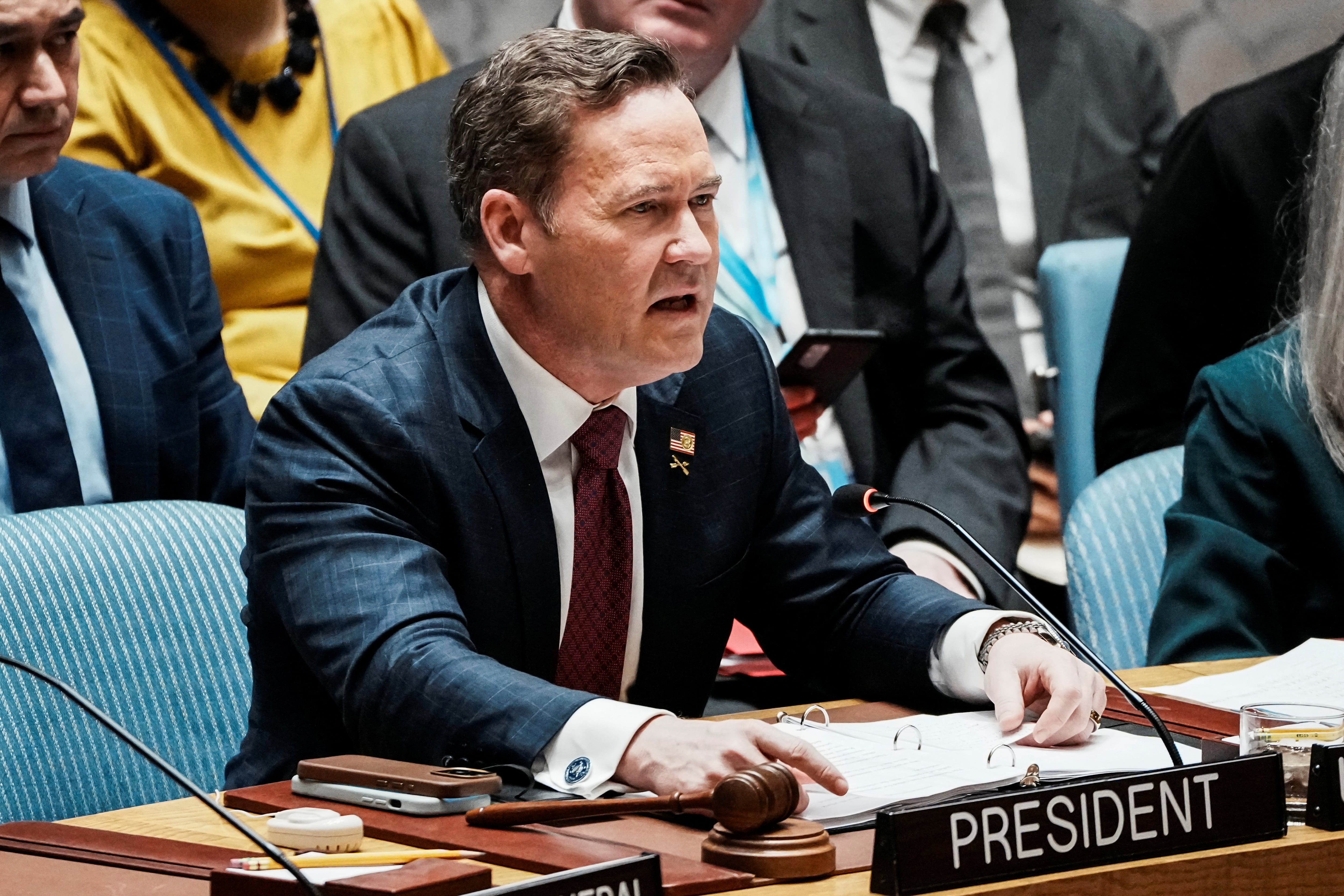 El embajador estadounidense ante la ONU, Mike Waltz, durante un discurso en el Consejo de Seguridad (REUTERS/Eduardo Munoz/Archivo)