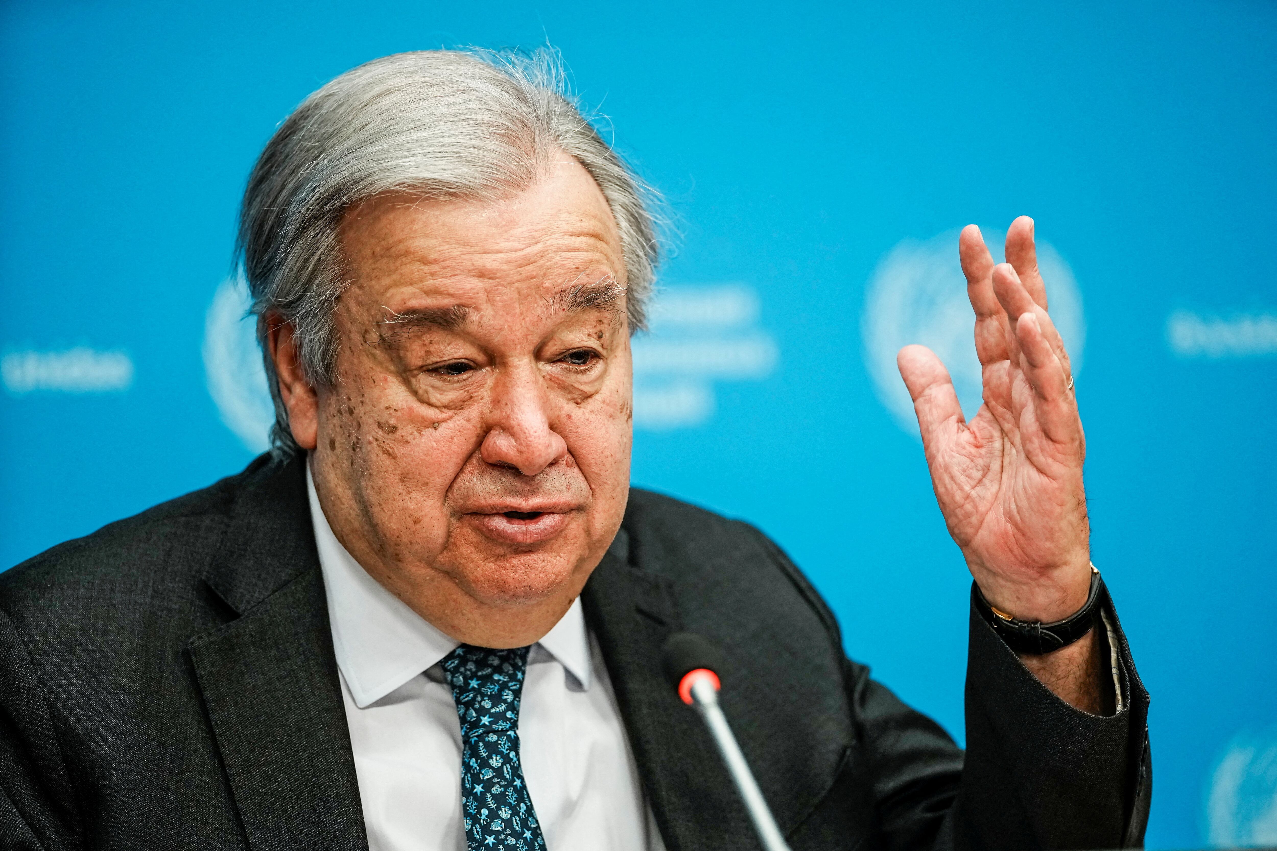 El secretario general de las Naciones Unidas, António Guterres, habla durante una rueda de prensa (REUTERS/Eduardo Munoz)