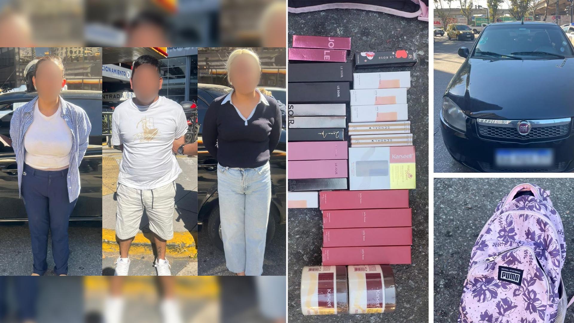 La Policía de la Ciudad detuvo a un peruano con antecedentes y dos chilenas implicadas en el robo a una farmacia, recuperando los artículos sustraídos y un vehículo.