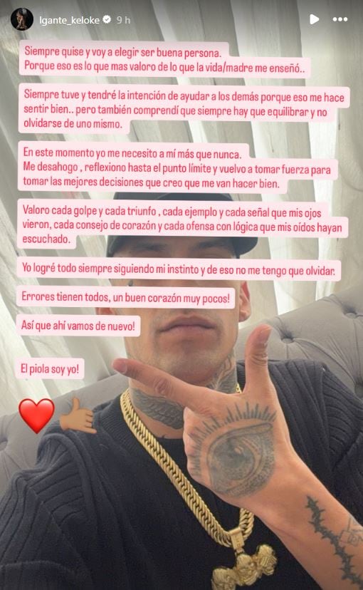 La profunda reflexión de L-Gante que preocupó a sus seguidores: “Me necesito a mí más que nunca”