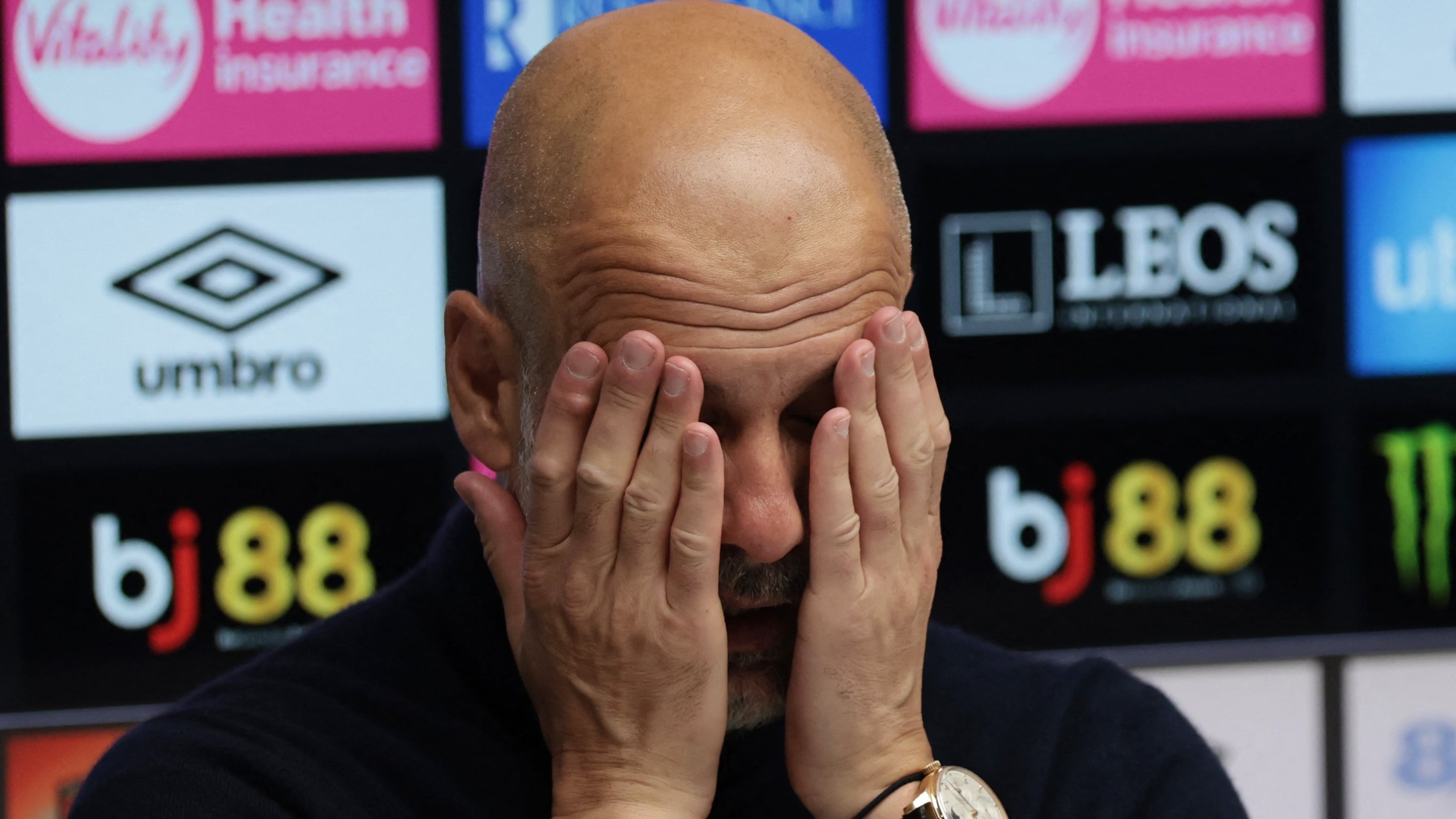 Soccer Football - Premier League - AFC Bournemouth v Manchester City - Vitality Stadium, Bournemouth, Britain - May 19, 2026 Manchester City manager Pep Guardiola during a press conference after the match Action Images via Reuters/Paul Childs EDITORIAL USE ONLY. NO USE WITH UNAUTHORIZED AUDIO, VIDEO, DATA, FIXTURE LISTS, CLUB/LEAGUE LOGOS OR 'LIVE' SERVICES. ONLINE IN-MATCH USE LIMITED TO 120 IMAGES, NO VIDEO EMULATION. NO USE IN BETTING, GAMES OR SINGLE CLUB/LEAGUE/PLAYER PUBLICATIONS. PLEASE CONTACT YOUR ACCOUNT REPRESENTATIVE FOR FURTHER DETAILS..