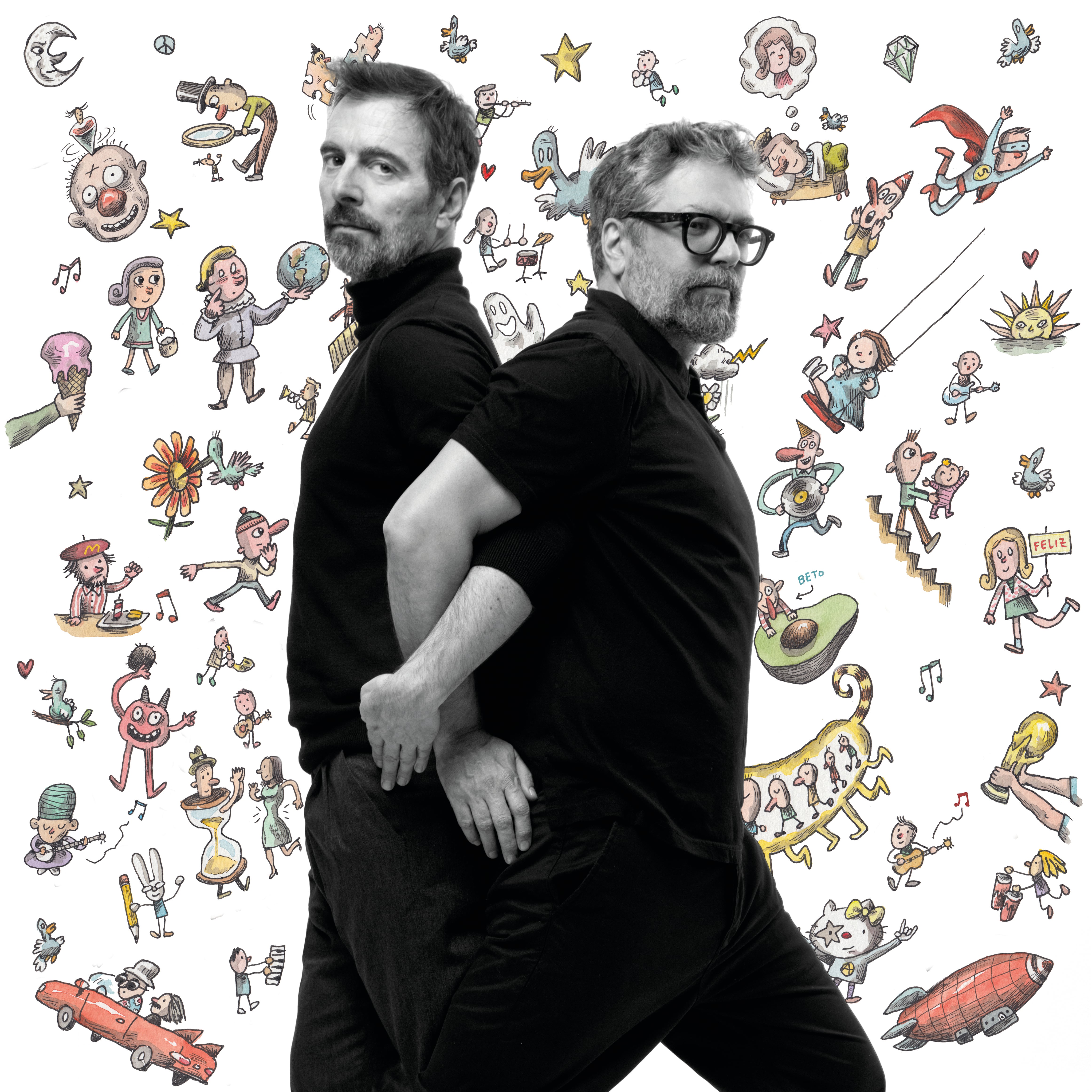 Liniers y Kevin Johansen, una dupla artística que fusiona música en vivo y dibujo en tiempo real (Sony Music)