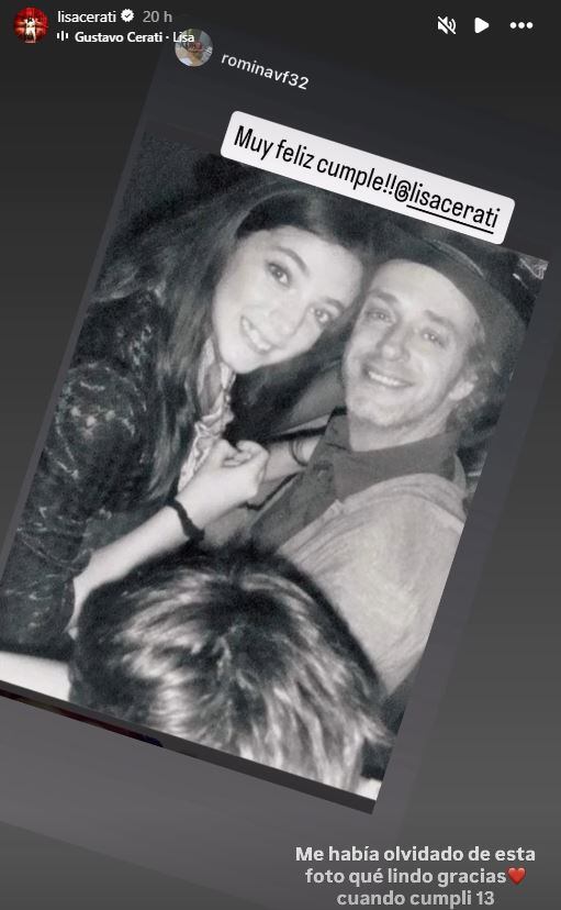 Lisa Cerati recordó a su papá Gustavo en medio de su cumpleaños (Instagram)