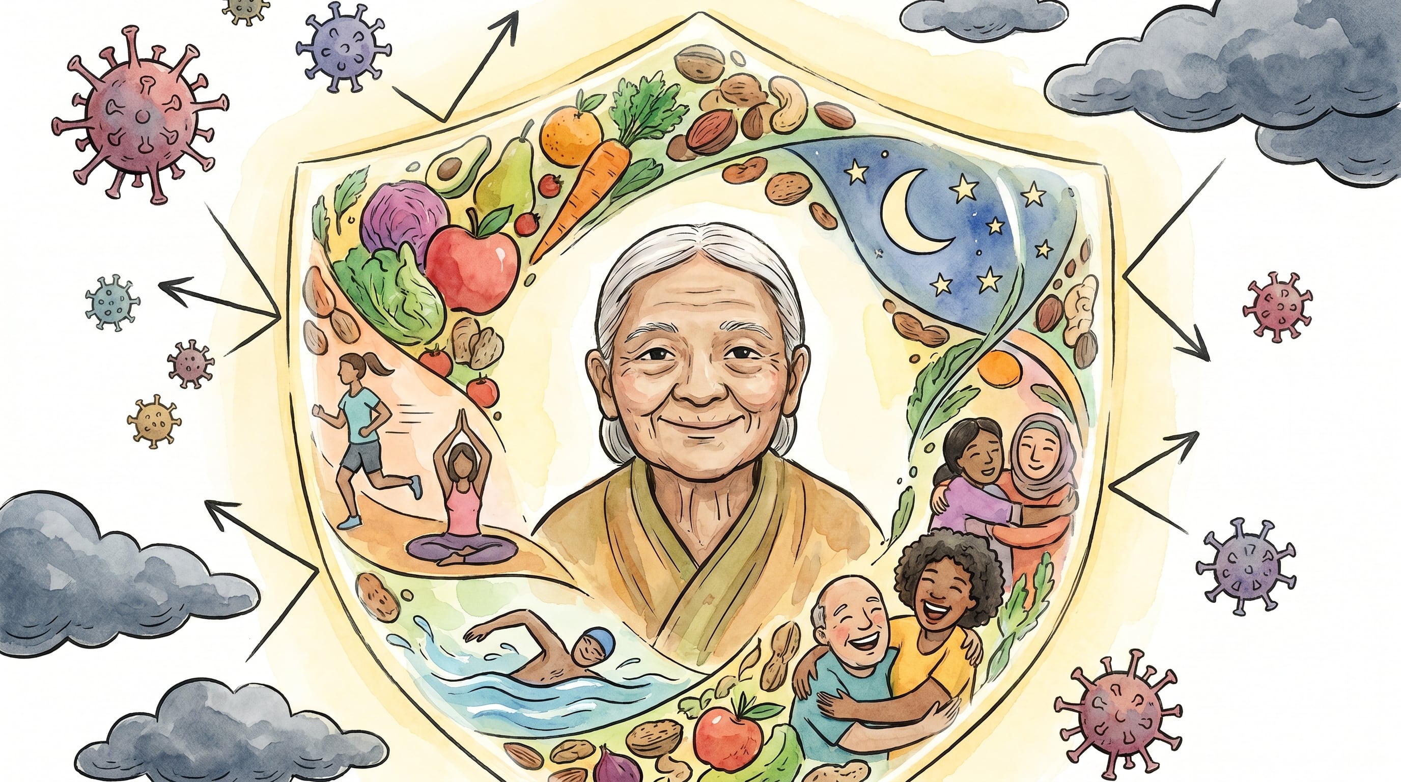 La combinación de dieta, sueño, ejercicio y control del estrés es la clave para prevenir el debilitamiento inmunológico vinculado al paso de los años (Imagen Ilustrativa Infobae)