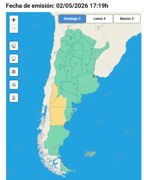 Las áreas que se verán afectadas por los fuertes vientos (SMN)