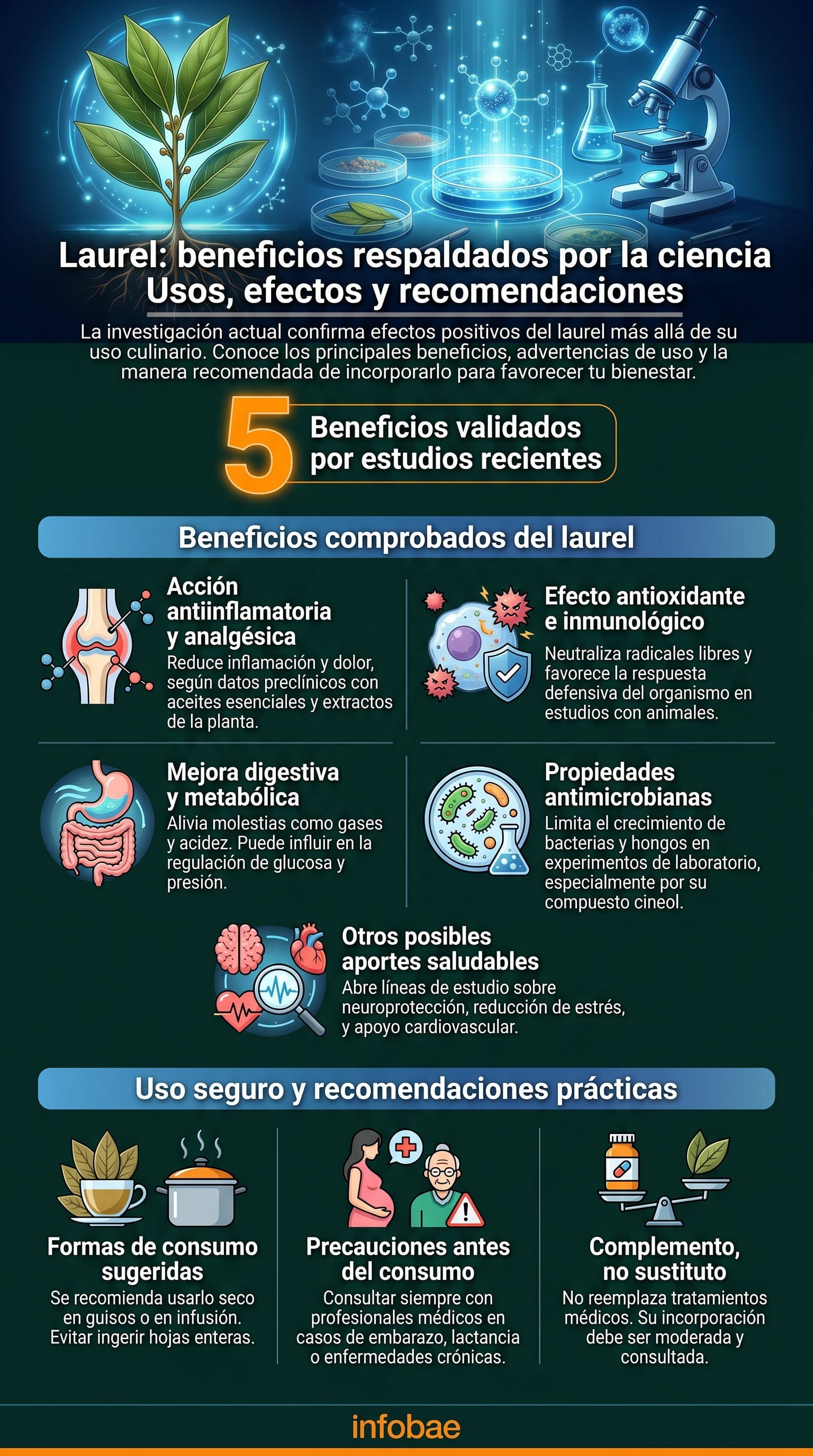PubMed Central reúne estudios sobre compuestos del Laurus nobilis y sus posibles efectos biológicos. (Imagen Ilustrativa Infobae)