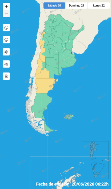 A un día de la llegada del invierno, rigen alertas por nevada y viento en seis provincias