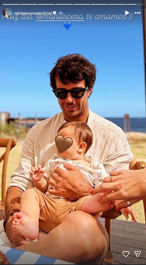 Nicole Neumann subió una foto de Manu Urcera, sonriente, junto a su hijo para celebrar su día