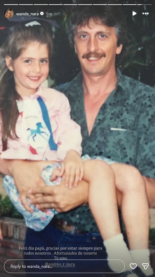 Wanda Nara comparte una fotografía de su infancia donde aparece en brazos de su padre, Andrés Nara, con motivo del Día del Padre.
