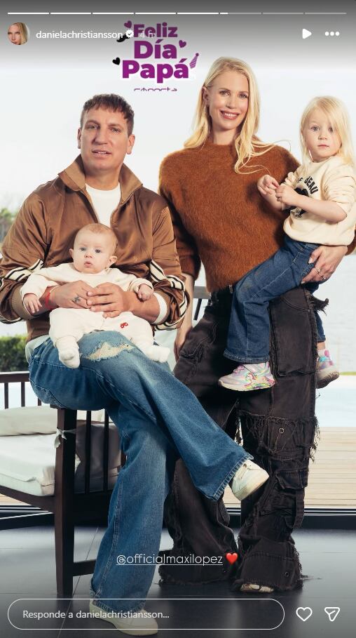 Daniela Christiansson eligió una postal conMaxi López y sus dos hijos en común para celebrar el Día del Padre