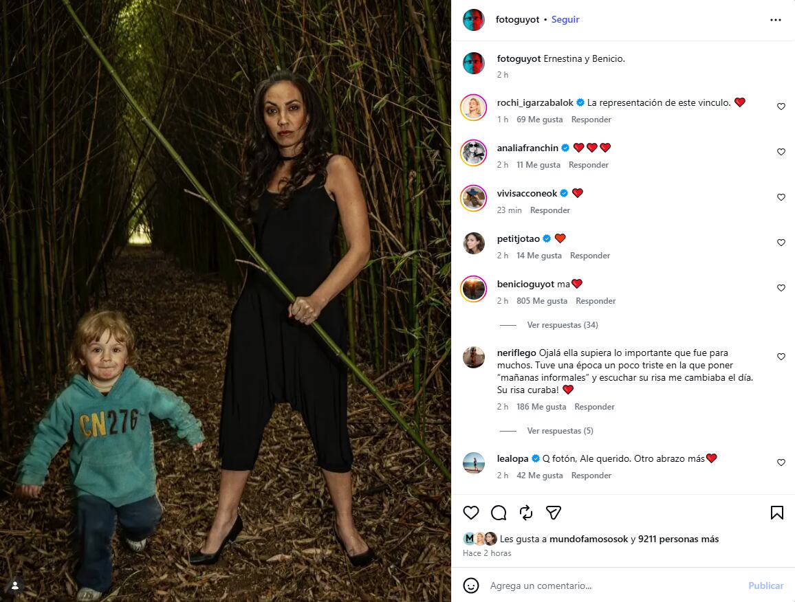 Alejandro Guyot publicó en Instagram una foto inédita de Ernestina Pais junto a su hijo Benicio pocas horas después del entierro en el Cementerio de la Chacarita