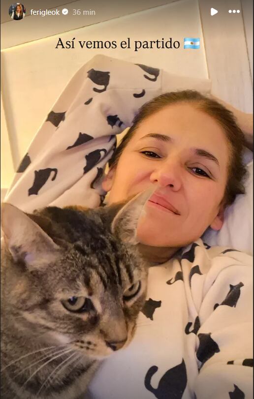 Fernanda Iglesias mostró cómo siguió el partido de Argentina desde su casa en una historia de Instagram