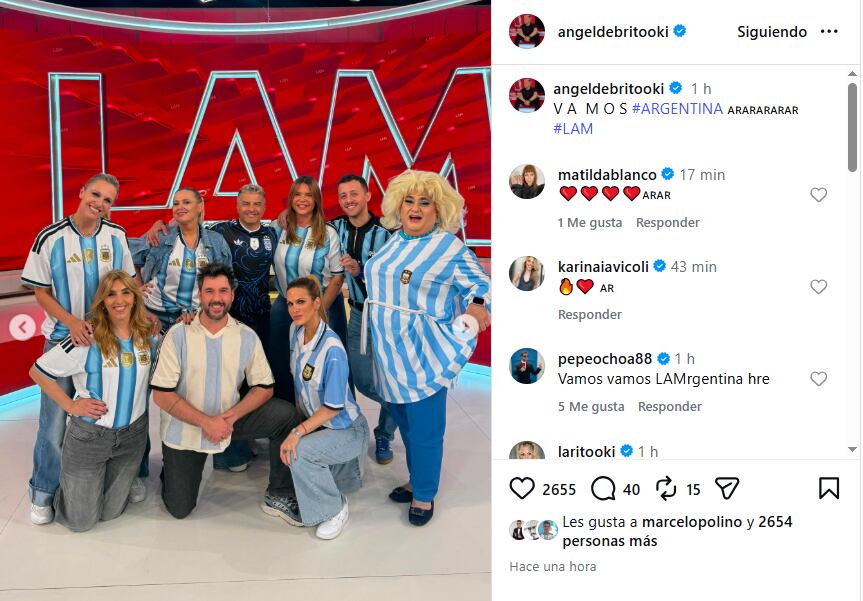 Ángel de Brito publicó una foto del equipo de LAM con camisetas de la Selección y sumó al programa al fervor por Argentina