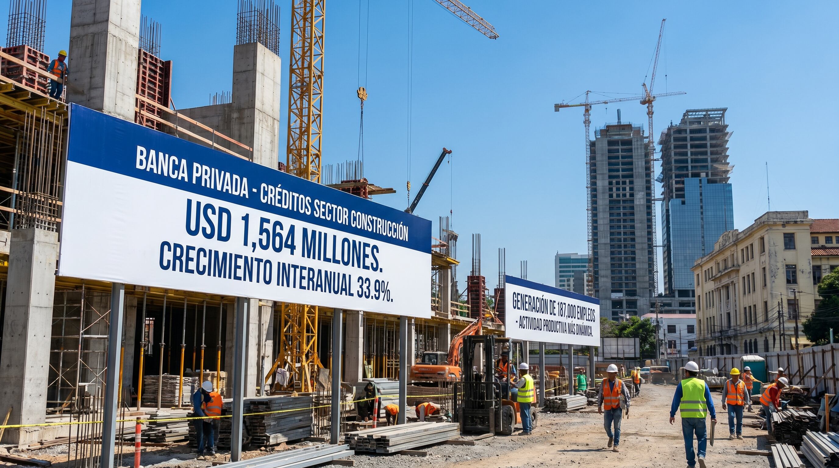 La banca privada otorgó USD 1,564 millones en créditos al sector construcción en El Salvador, logrando un crecimiento interanual del 33.9% y generando más de 187,000 empleos para abril de 2026. (Imagen Ilustrativa Infobae)