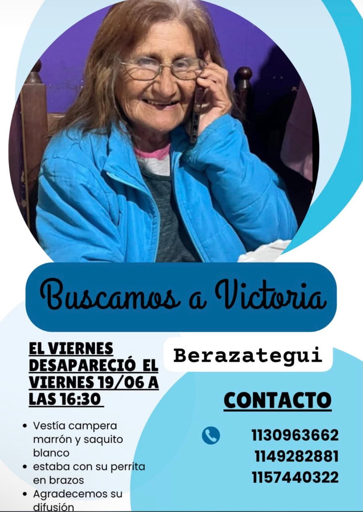 Buscan a una mujer de 79 años en Berazategui que salió a caminar con su perra y no volvió