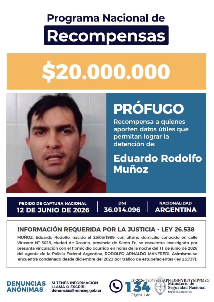 La línea telefónica 134 fue habilitada para recibir información confidencial sobre el paradero del sospechoso buscado por el crimen del agente federal