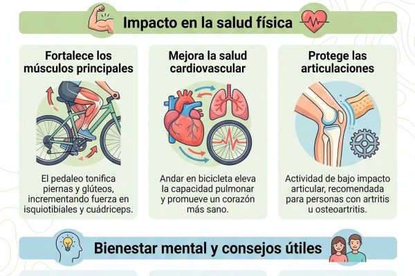 Cinco beneficios clave de andar en bicicleta para la salud física y mental