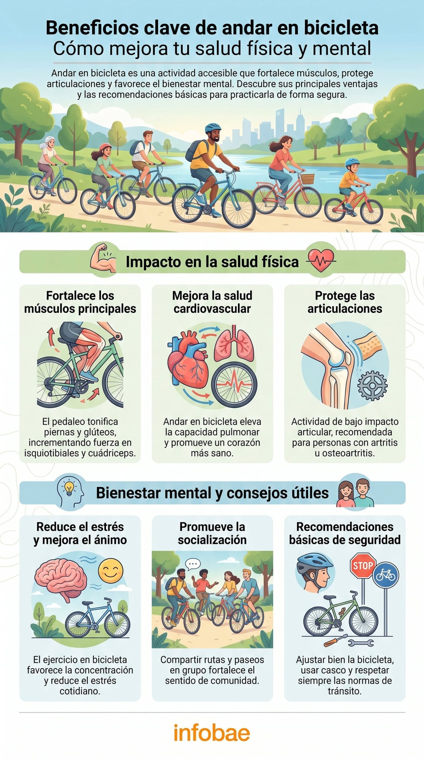Cinco beneficios clave de andar en bicicleta para la salud física y mental