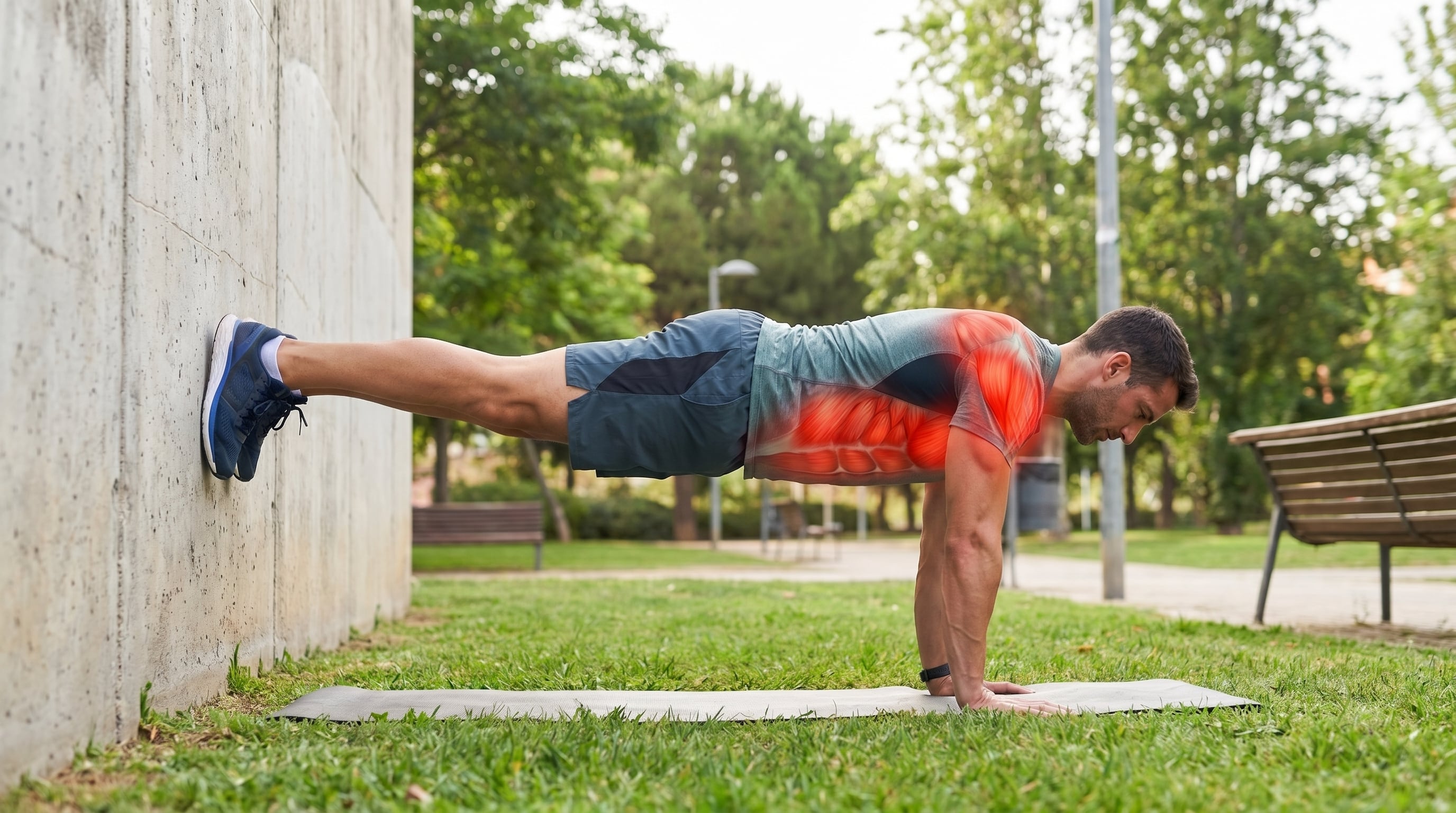 La variante de flexiones contra la pared destaca por su adaptación a todo nivel de condición física, desde principiantes hasta atletas avanzados, sin necesidad de equipamiento (Imagen Ilustrativa Infobae)