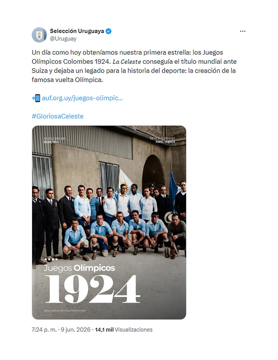 En medio de la polémica por la cantidad de títulos mundiales que afirma tener Uruguay, también se recordó la medalla dorada en los Juegos Olímpicos de Colombes 1924, cuyo logro indican en el vecino país que fue la primera estrella de la Celeste