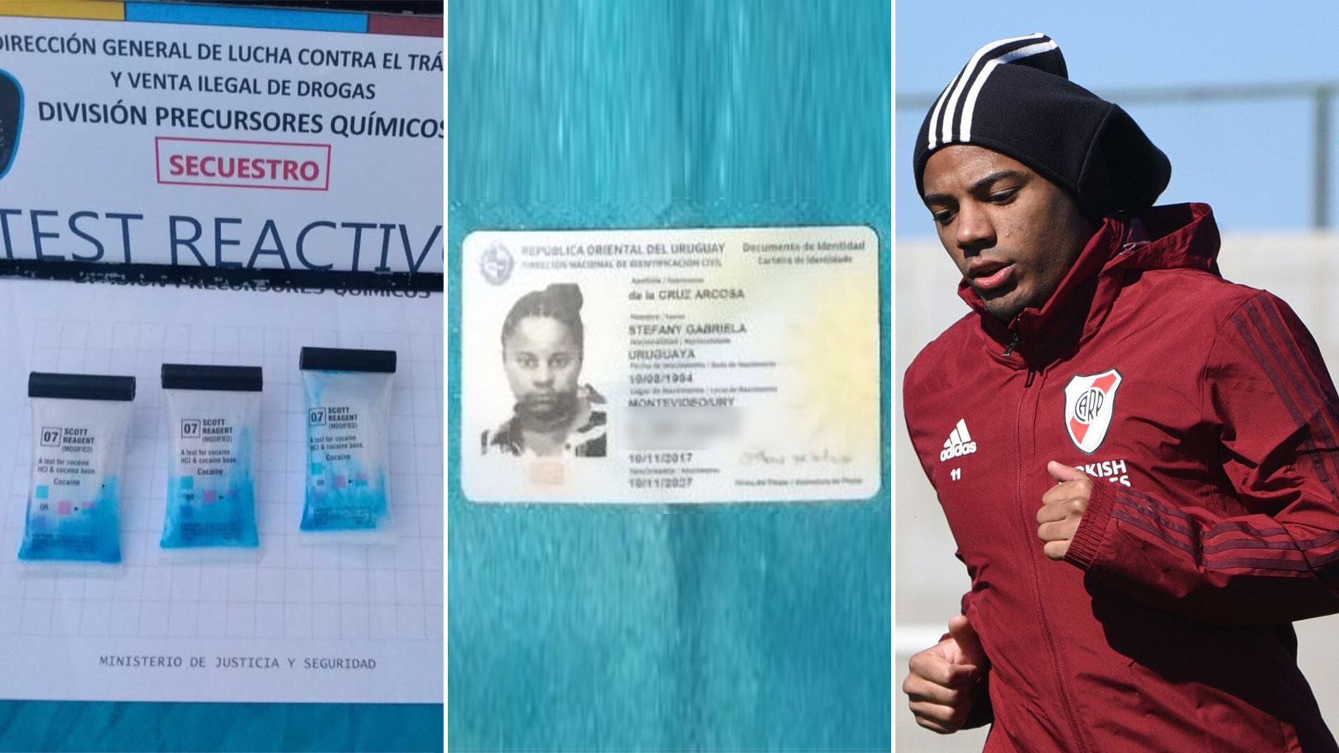 La hermana del futbolista Nicolás de la Cruz fue detenida junto a un hombre en el taxi donde se encontró la cocaína