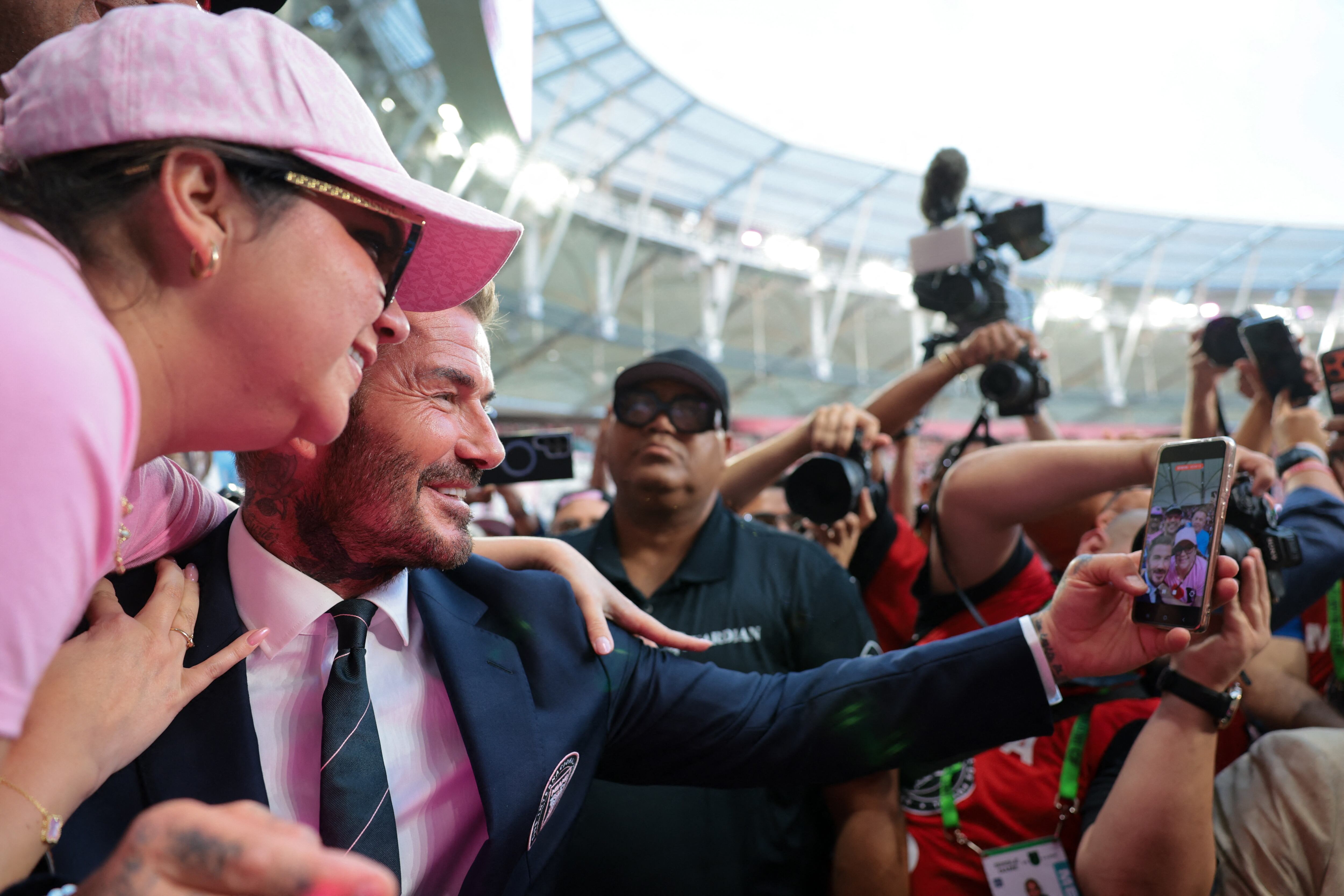 David Beckham consolidó su imagen en Miami por la combinación de su legado futbolístico y su vínculo con la comunidad local (Mandatory Credit: Sam Navarro-Imagn Images)