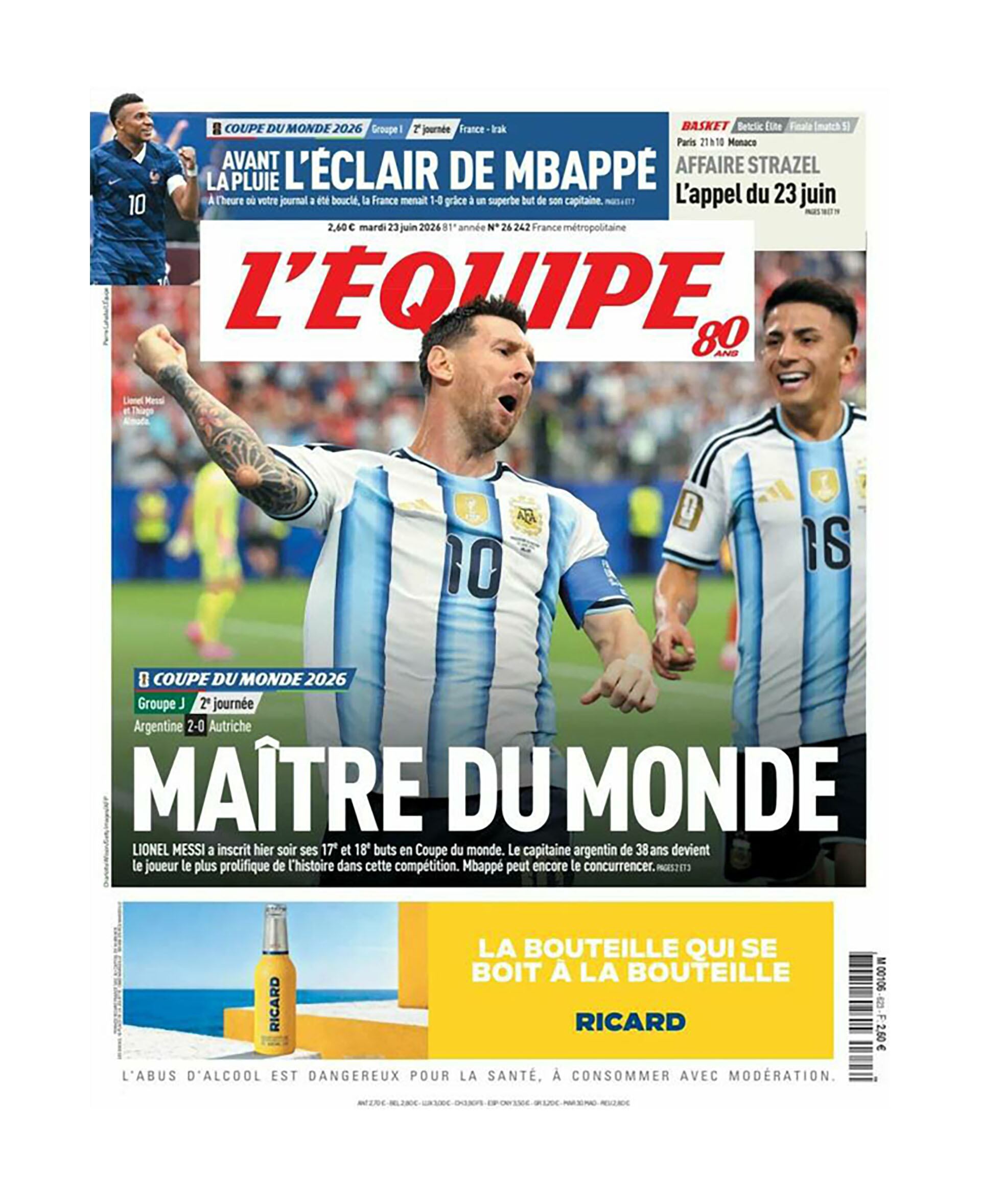 Portada de L'Equipe (Francia)