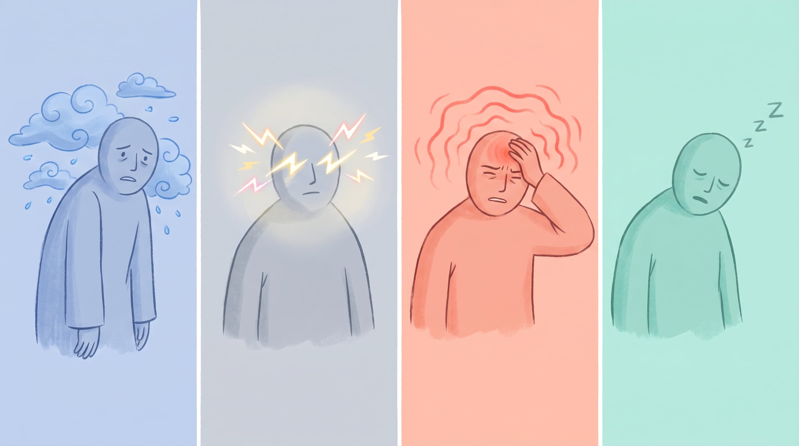 Un episodio de migraña atraviesa fases definidas: pródromo, aura, dolor de cabeza y postdromo o resaca migrañosa (Imagen Ilustrativa Infobae)