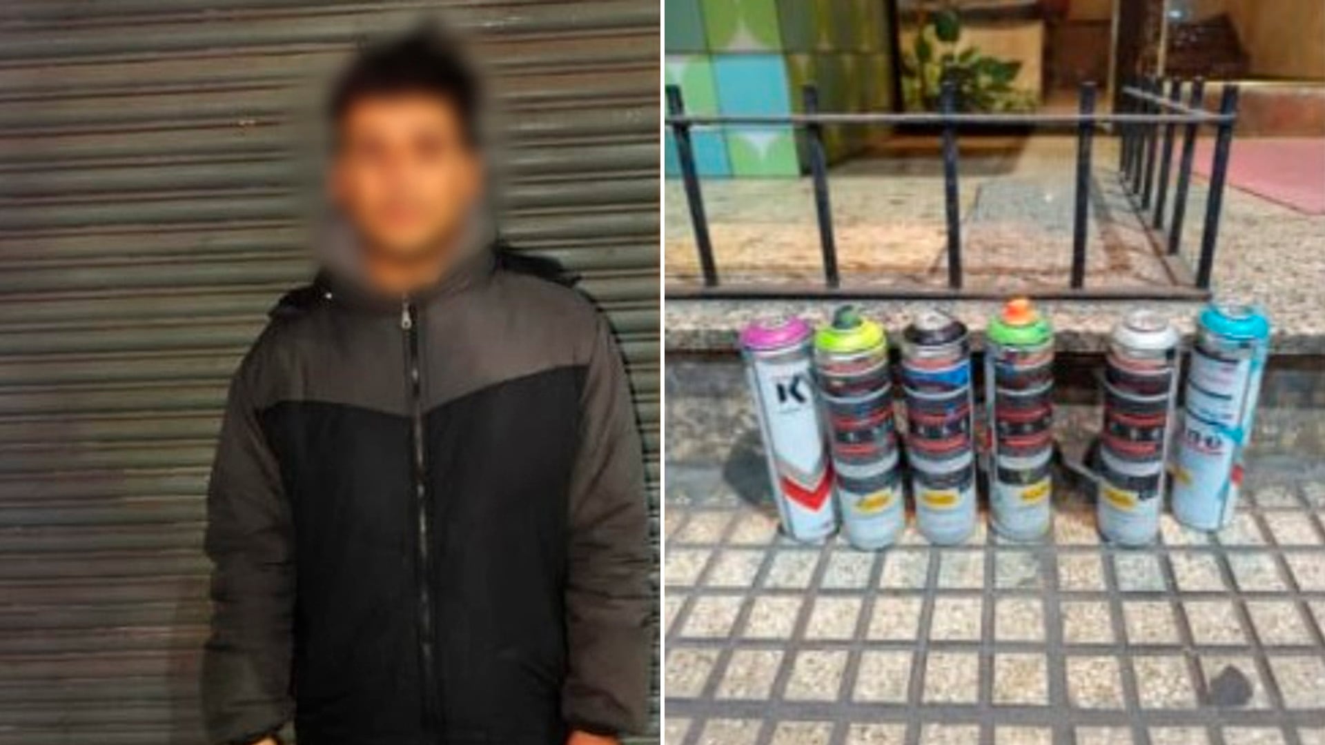 La Policía de la Ciudad secuestró los seis aerosoles que tenía el sospechoso