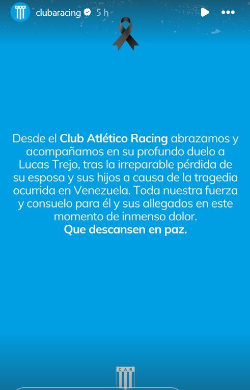El comunicado de Racing de Córdoba