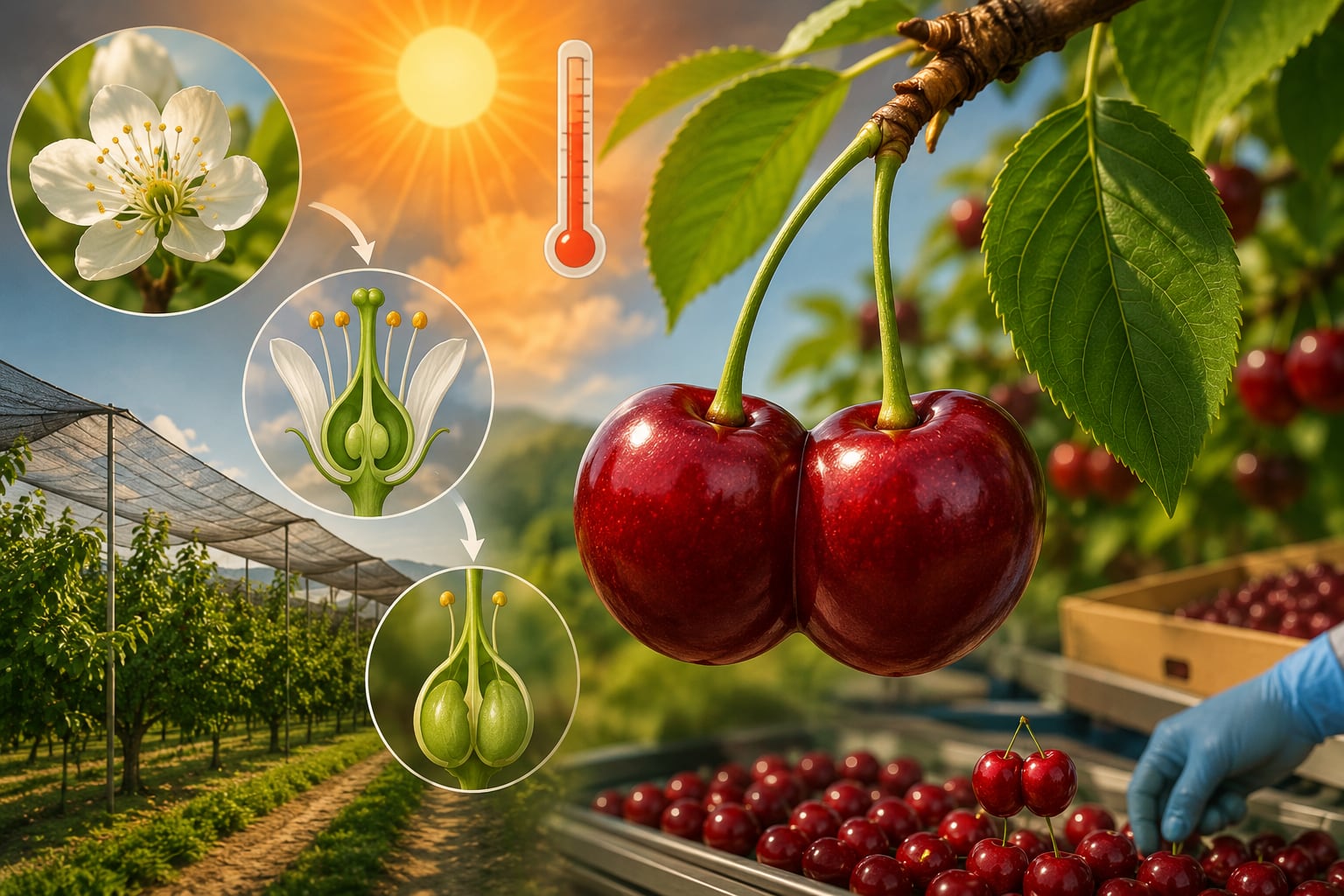 Una cereza doble surge cuando una misma flor desarrolla dos pistilos y ambos frutos crecen unidos (Imagen ilustrativa Infobae)