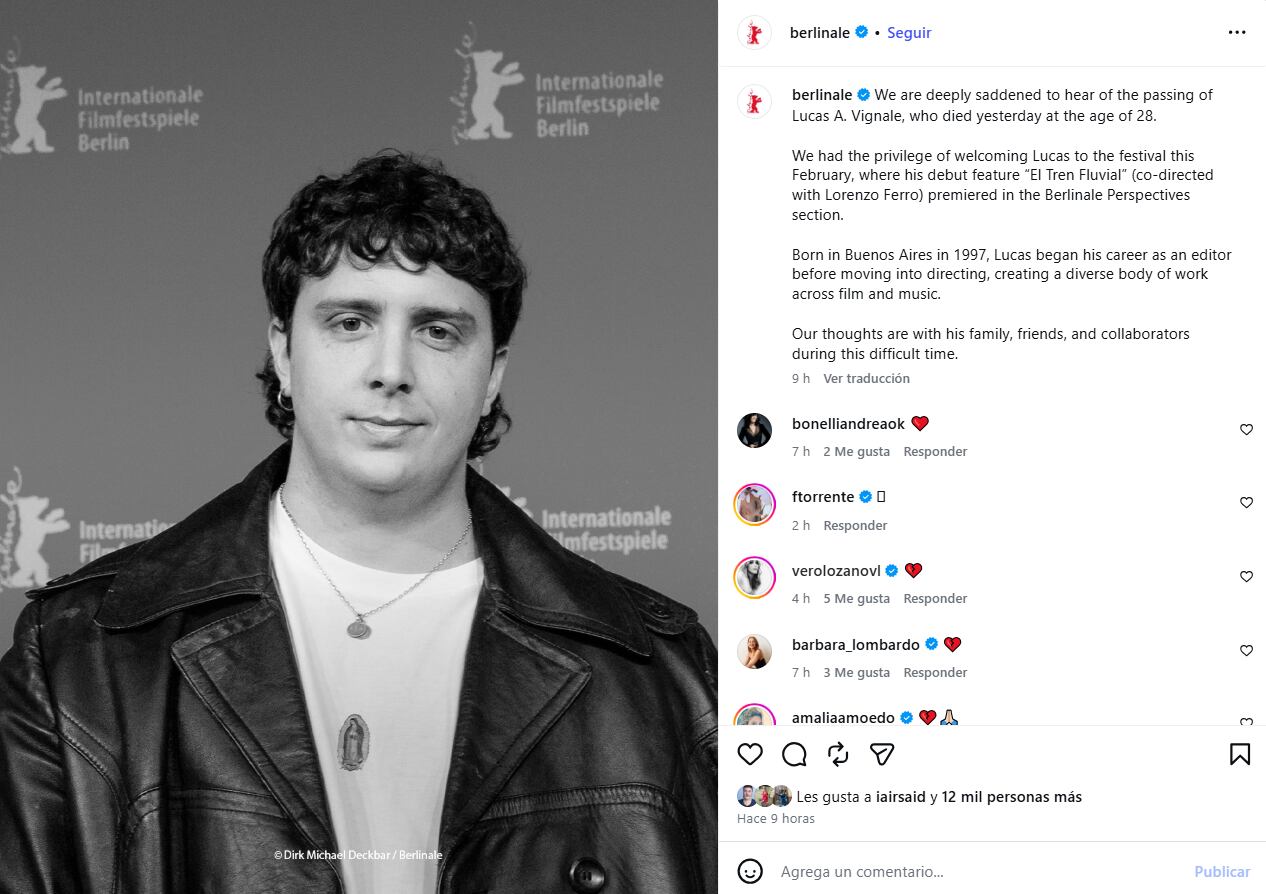 La despedida del Festival de Cine de Berlín a Lucas Vignale