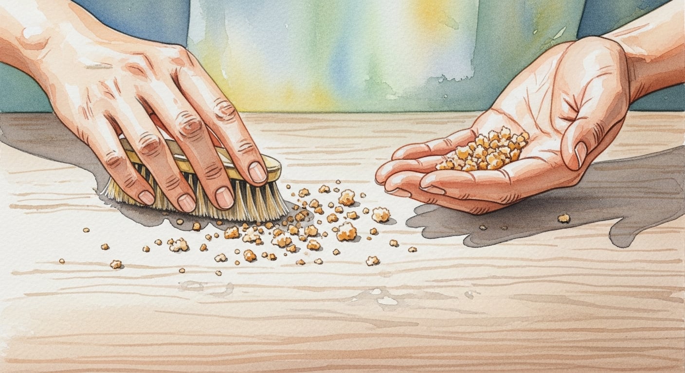 El hábito de limpiar migas funciona como gesto de orden y comodidad en la vida diaria. (Imagen Ilustrativa Infobae)