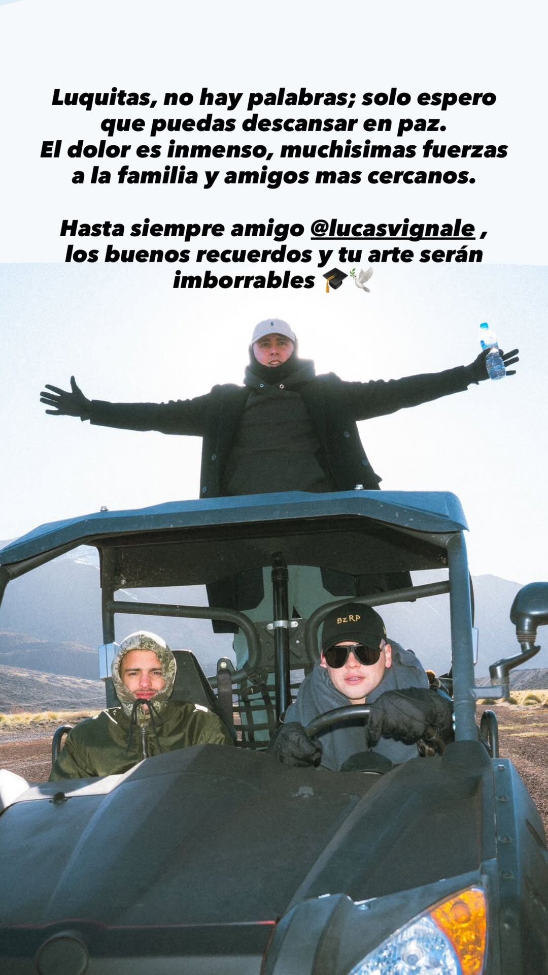 Bizarrap recordó a Lucas Vignale en Instagram con un mensaje de despedida que destacó su amistad y su arte