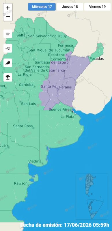 Advertencia violeta por nieblas en el Litoral.