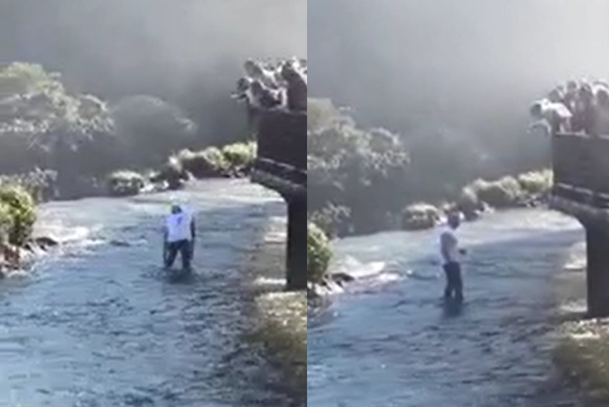 Insólito episodio: un turista se tiró al agua en medio de las Cataratas del Iguazú para recuperar su celular