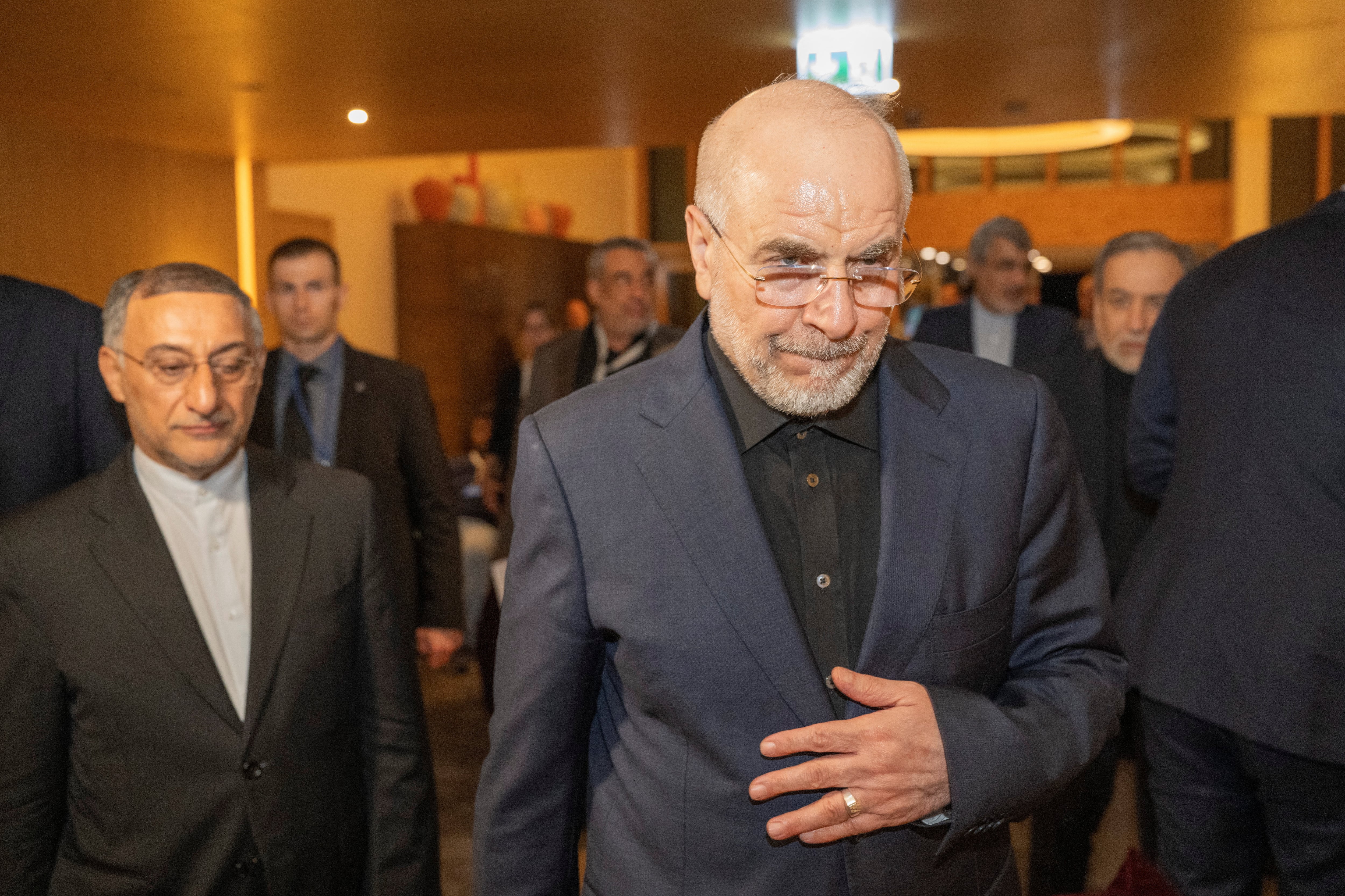 Mohammed Bagher Ghalibaf, portavoz del Parlamento iraní, forma parte de la delegación de su país en Suiza (URS FLUEELER/Pool via REUTERS)