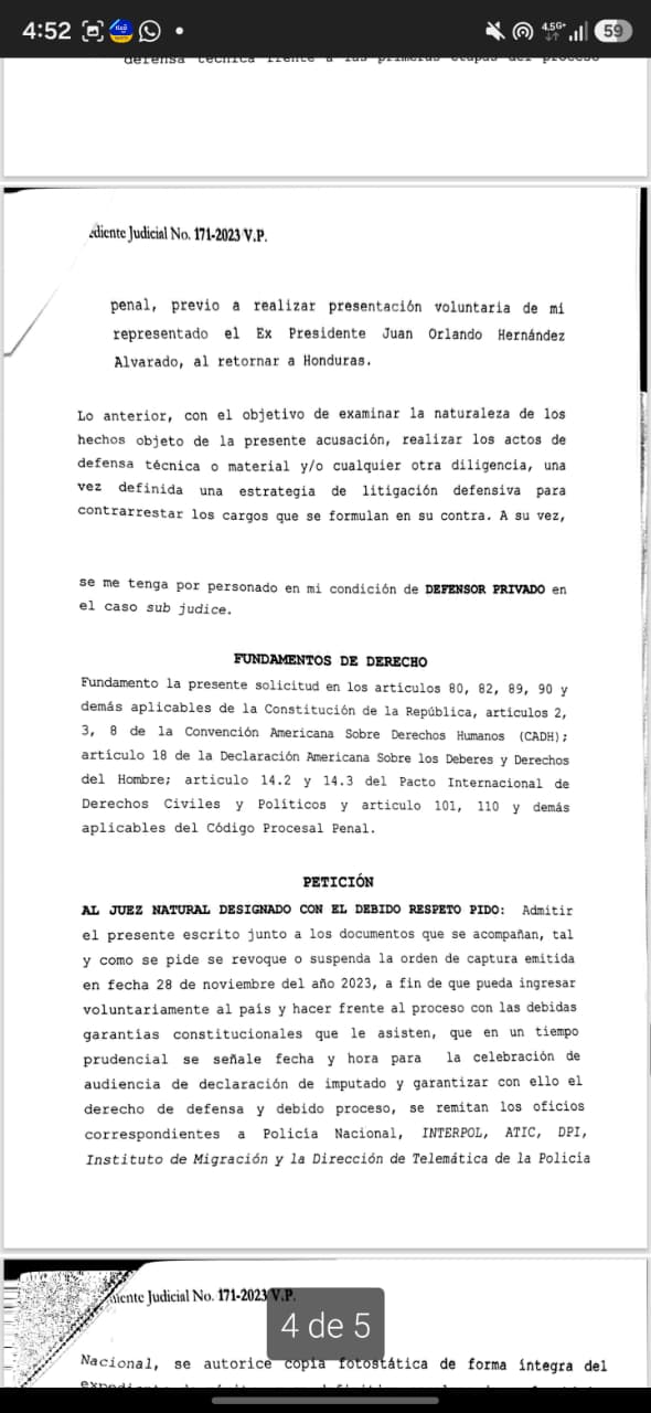 Juan Orlando Hernández fija su regreso a Honduras para el 31 de julio en medio de expectativa por decisión judicial