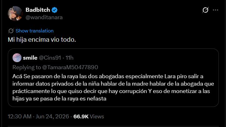 La mediática no solo le respondió a Mauro sino también a las dos abogadas del delantero 