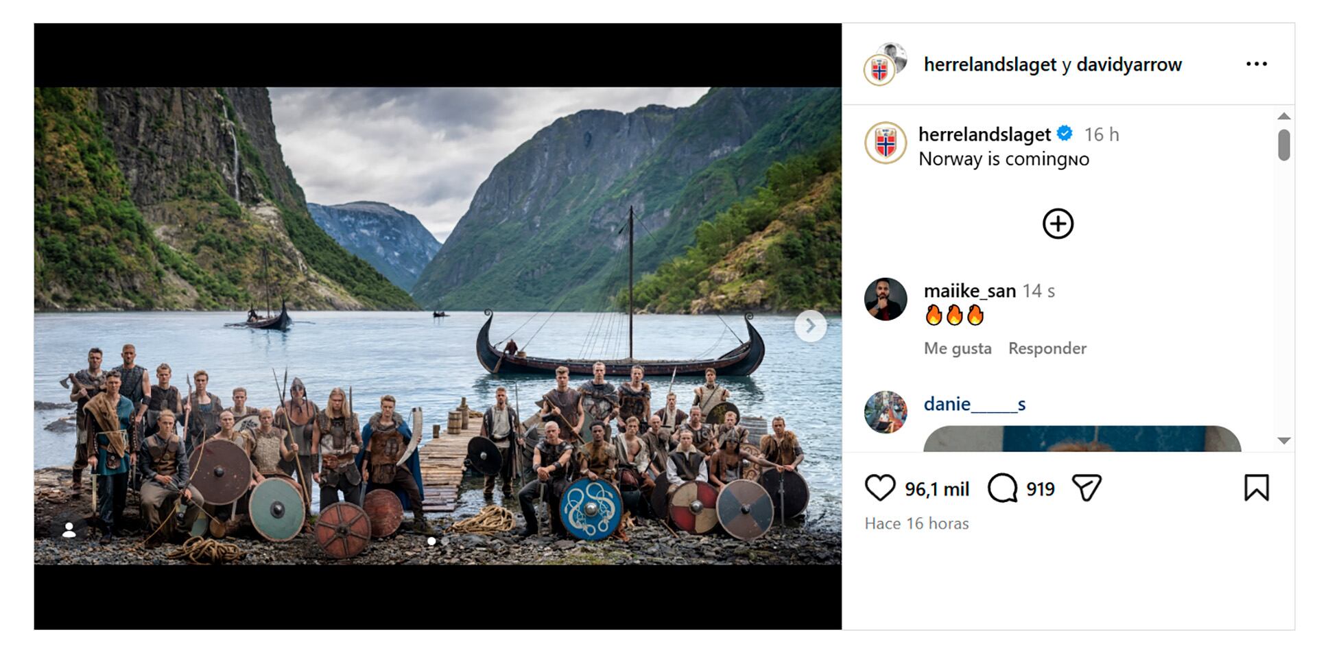 El posteo de Instagram de Noruea