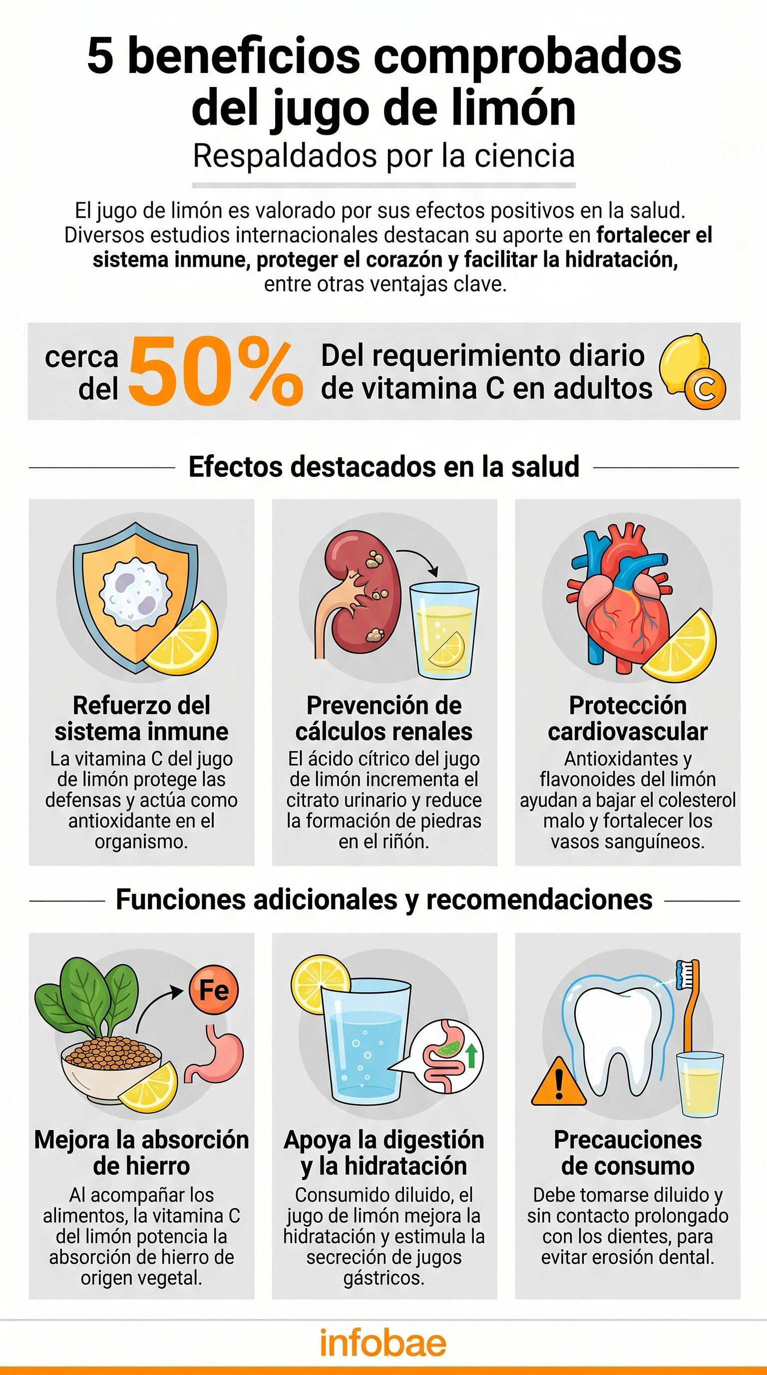 Diversos estudios avalan que el jugo de limón ayuda a prevenir la formación de cálculos renales debido a su contenido de ácido cítrico (Imagen Ilustrativa Infobae)